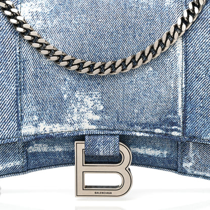 Balenciaga Nappa Denim Printed Hourglass Chain Bag Denim Blue 6 of 8