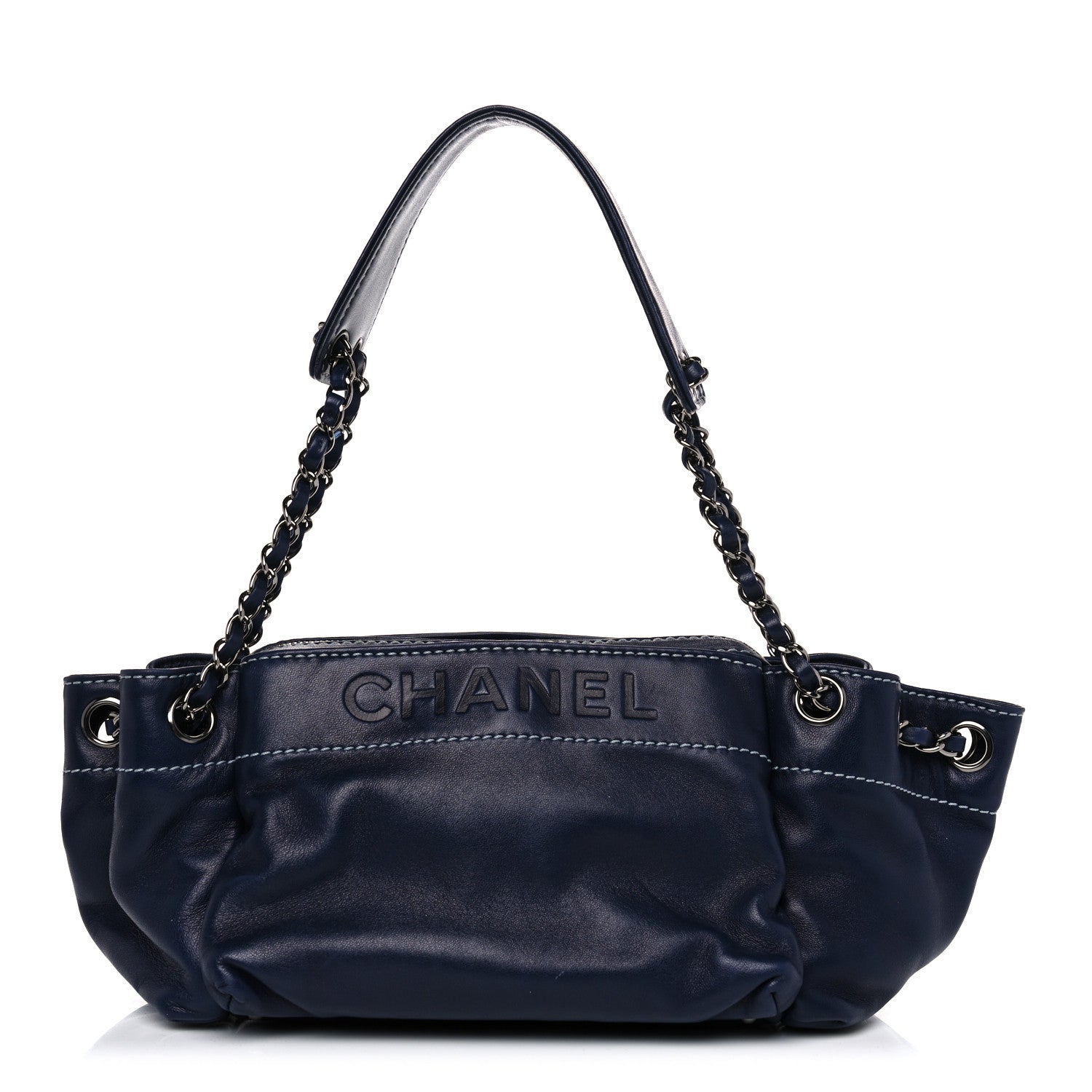 Chanel Lambskin Lax Accordion Hobo Navy 1 of 9