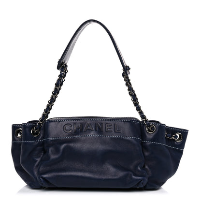 Chanel Lambskin Lax Accordion Hobo Navy 1 of 9