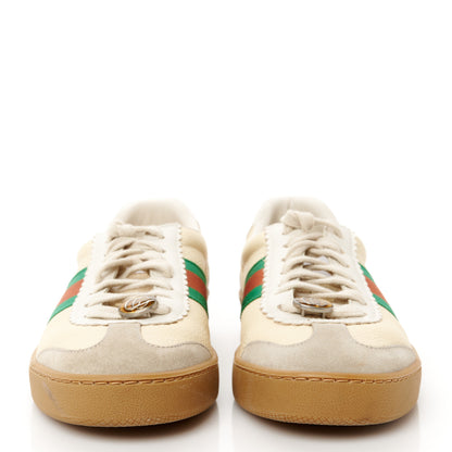 Gucci Calfskin Suede Web Womens G74 Sneakers 38.5 Oatmeal Burro New Mystic White 3 of 10