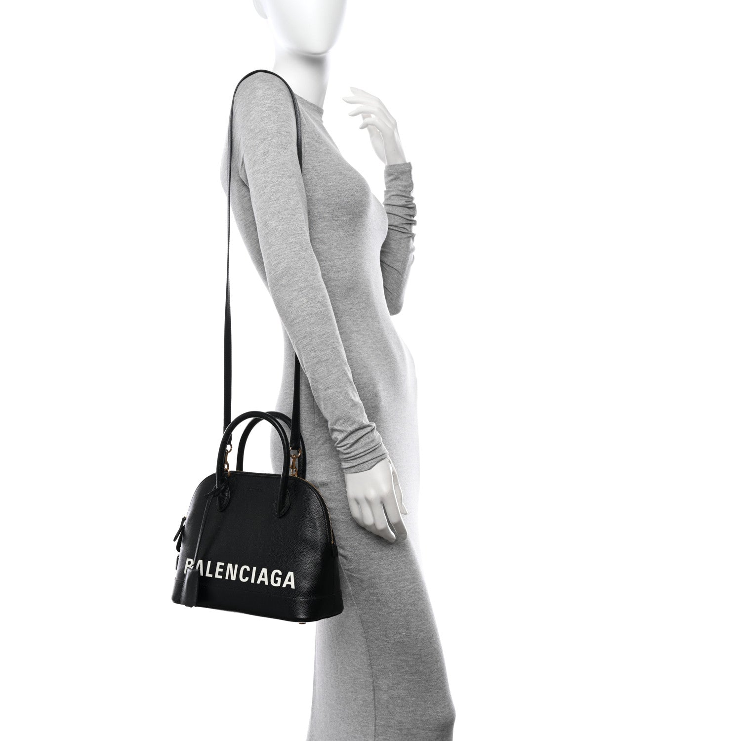 Balenciaga Signature Grained Calfskin Logo S Ville Top Handle Bag Black 2 of 11