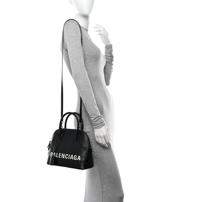 Balenciaga Signature Grained Calfskin Logo S Ville Top Handle Bag Black 2 of 11