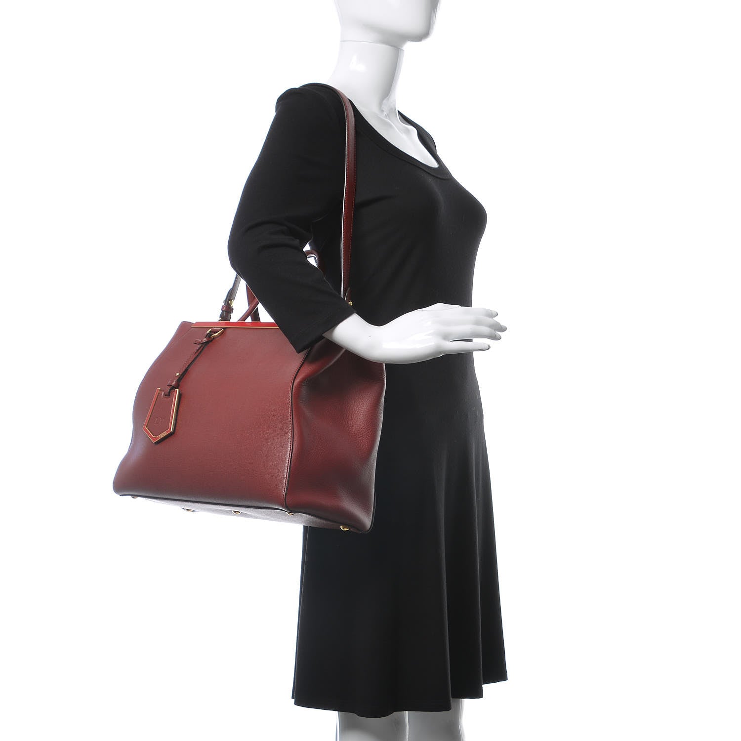 Fendi Vitello Elite Regular 2Jours Tote Rosso Scuro Ciliegia 2 of 18
