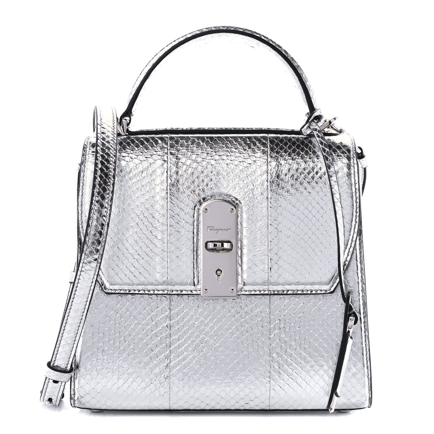 Metallic Snakeskin Medium Boxyz Silver