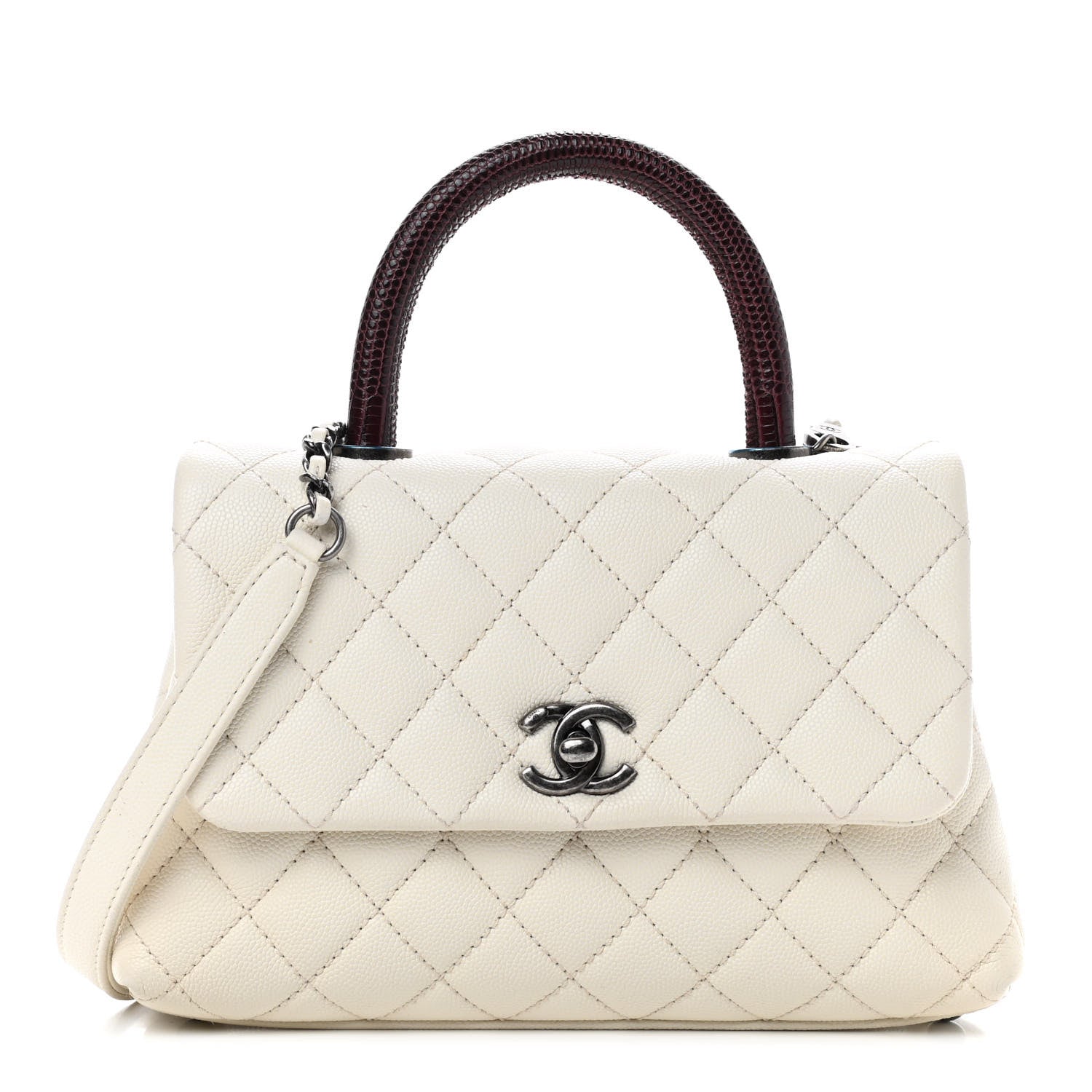 Chanel Caviar Lizard Quilted Mini Coco Handle Flap White 1 of 9