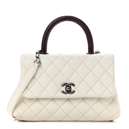 Chanel Caviar Lizard Quilted Mini Coco Handle Flap White 1 of 9