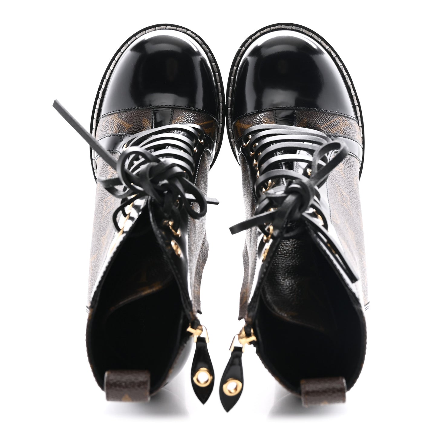 Patent Calfskin Monogram Star Trail Ankle Boots 40 Black