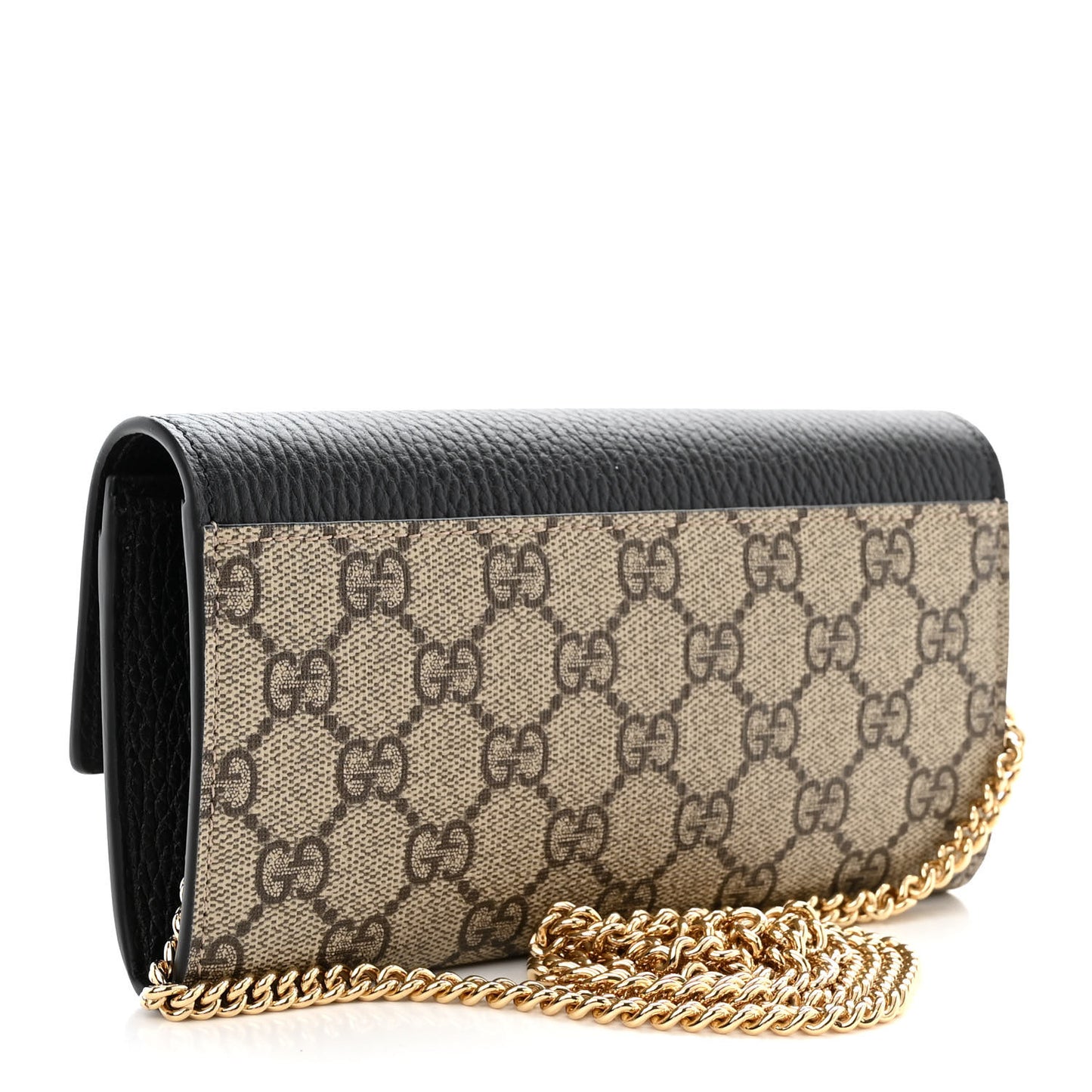 Dollar Calfskin GG Supreme Monogram Petite GG Marmont Wallet Chain Bag Black Beige Ebony
