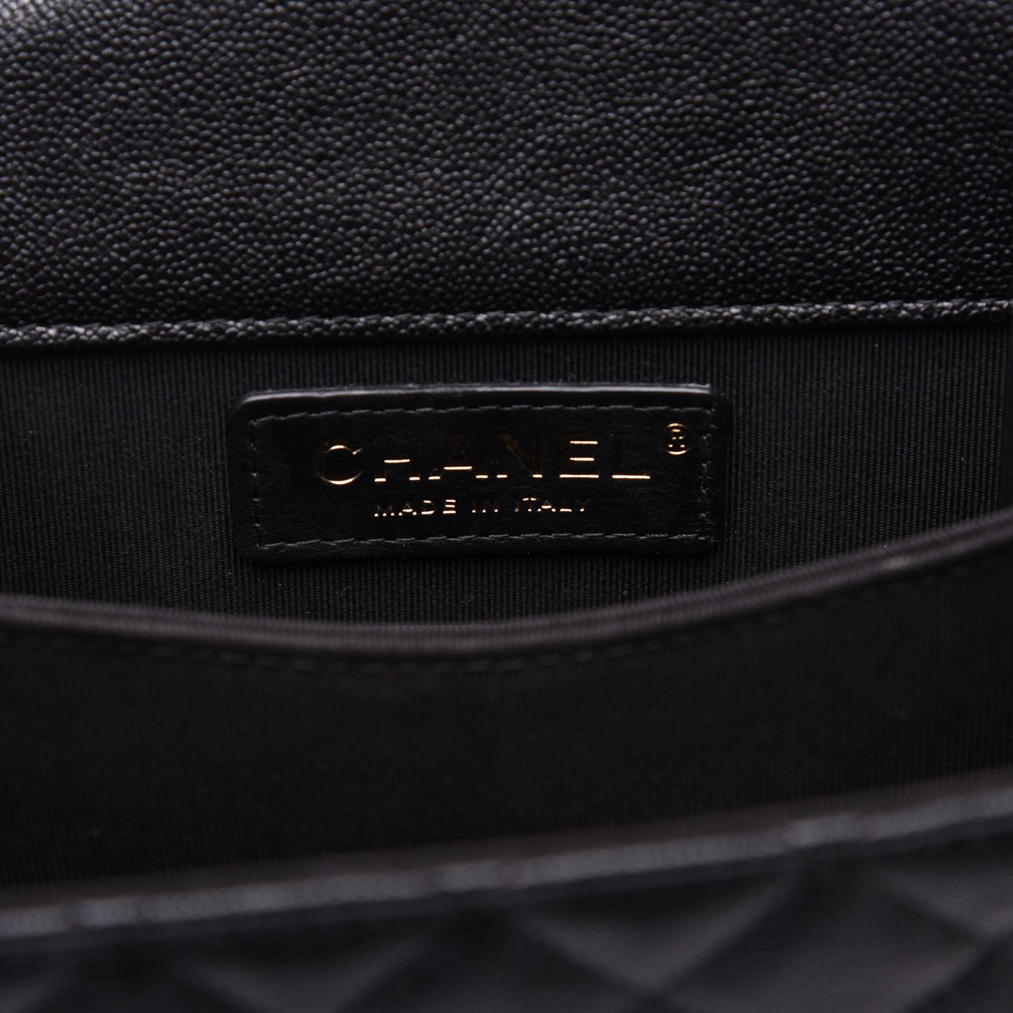 Caviar Quilted North South Boy Flap Black