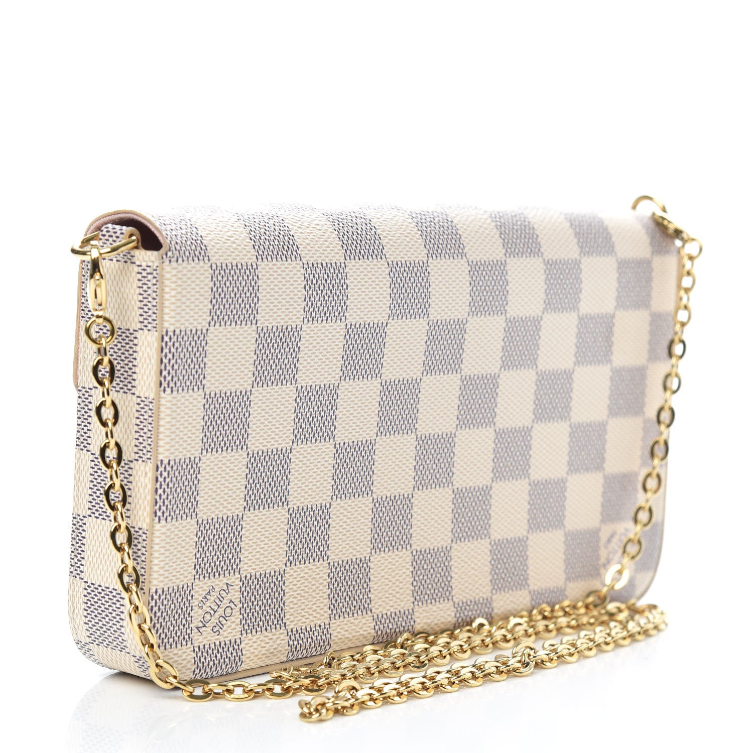 Louis Vuitton Damier Azur Pochette Felicie Chain Wallet Rose Ballerine 3 of 9