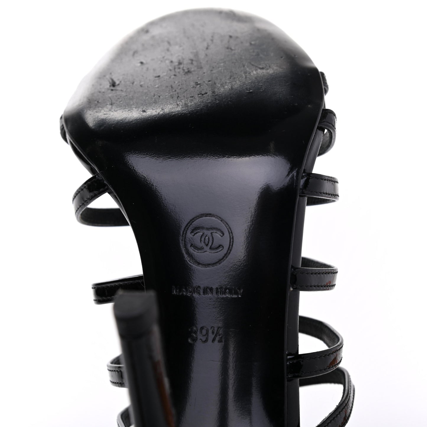 Patent Calfskin Crystal Bow Strappy Sandals 39.5 Black
