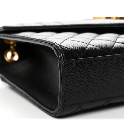 Saint Laurent Grain De Poudre Textured Mixed Matelasse Triquilt Medium Monogram Satchel Black 8 of 12