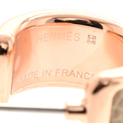 Hermes Rose Gold Plated Epsom Olympe Hoop Earrings Trench Naturel 4 of 5