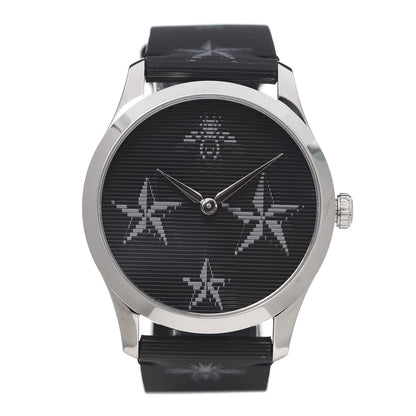 Gucci Stainless Steel Calfskin 38mm G-Timeless Bee Star Hologram Quartz Watch Black 1 of 6