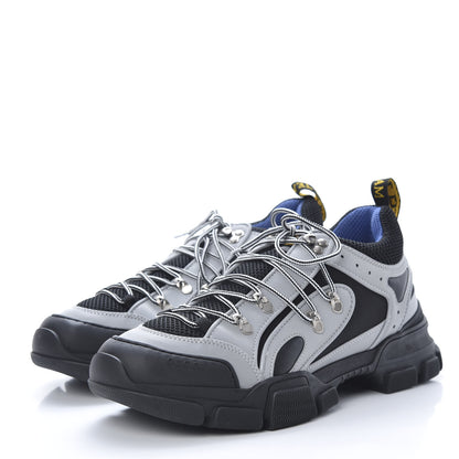 Gucci X SEGA Mesh Technical Canvas Calfskin Reflective Mens Flashtrek Sneakers 10.5 Silver Black 3 of 7