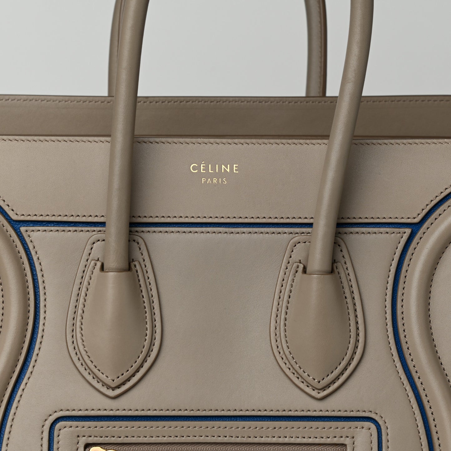 Smooth Calfskin Interstice Micro Luggage Light Taupe