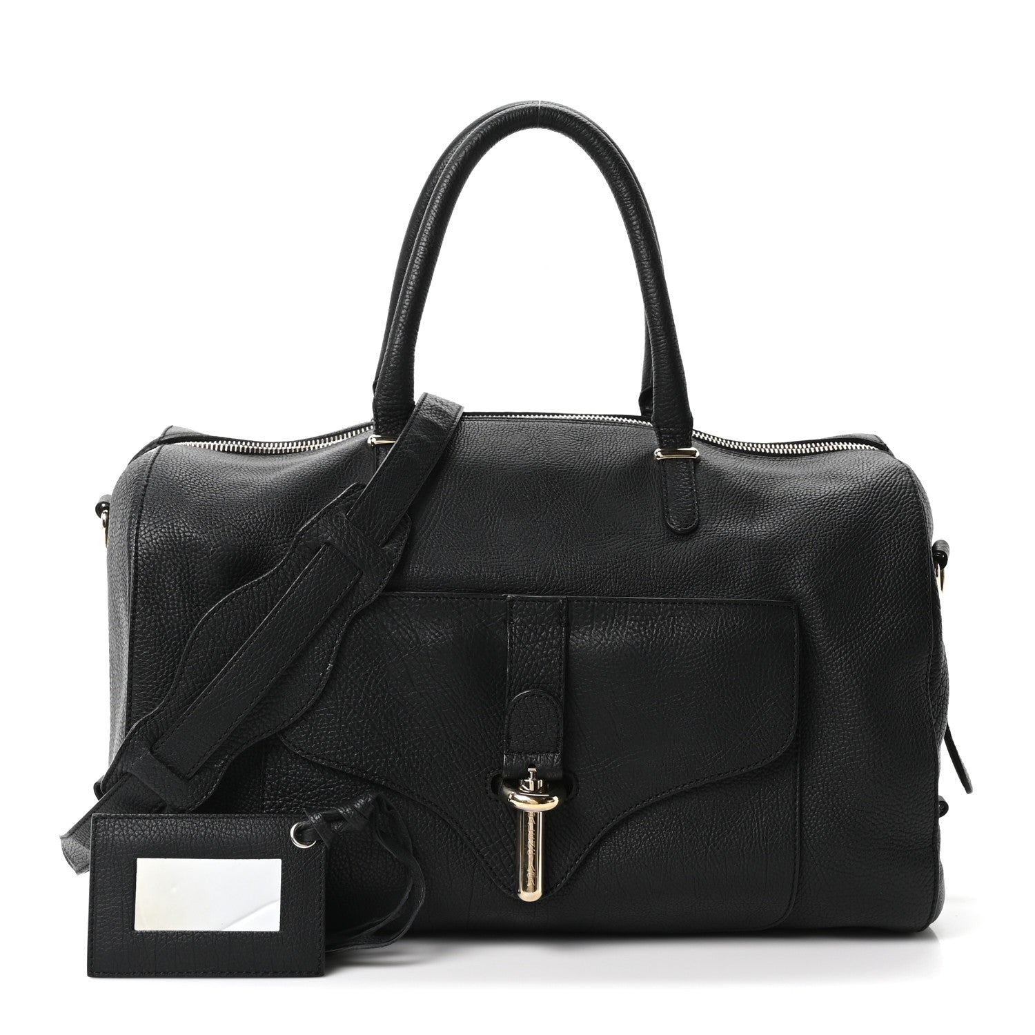 Balenciaga Grained Calfskin Tube Boston Bag Black 3 of 11