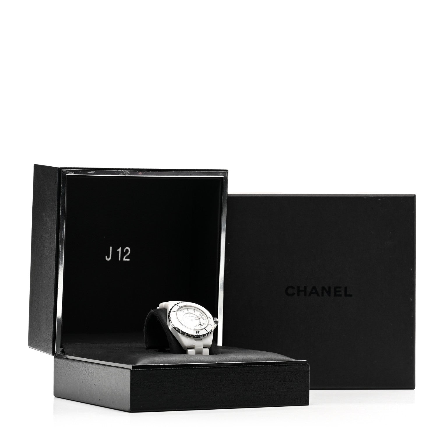 Chanel Stainless Steel Ceramic Diamond 33mm J12 Quartz Watch White 5 of 5