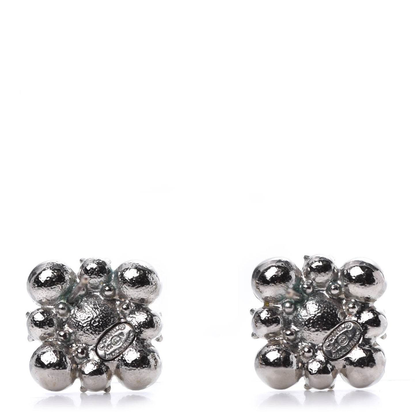 Crystal CC Flower Earrings Silver