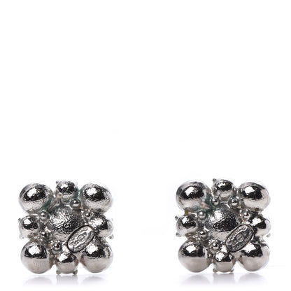 Chanel Crystal CC Flower Earrings Silver 2 of 4