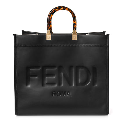 Fendi Vitello King Plexiglass Large Fendi Sunshine Shopper Tote Black 1 of 10