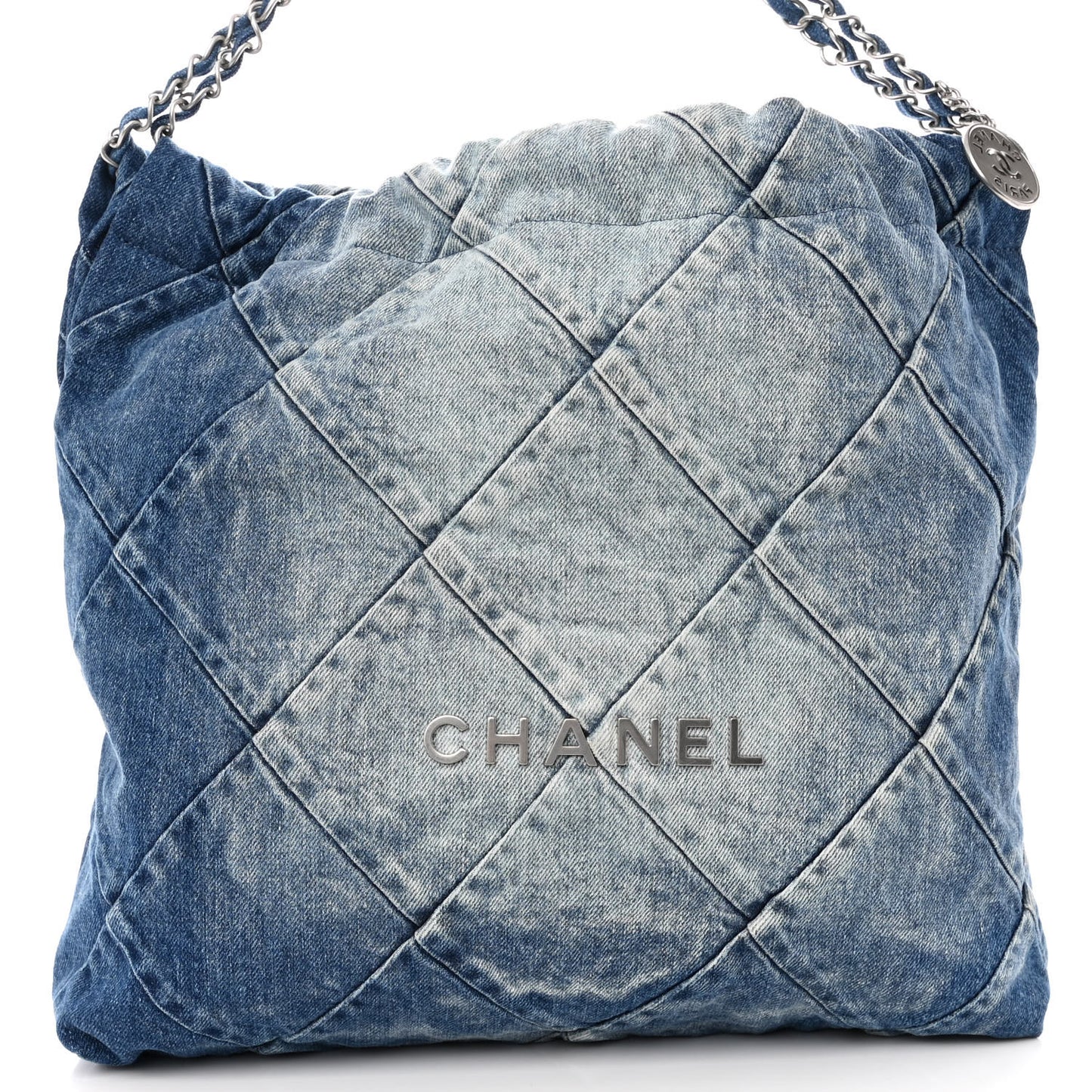 Denim Quilted Chanel 22 Blue