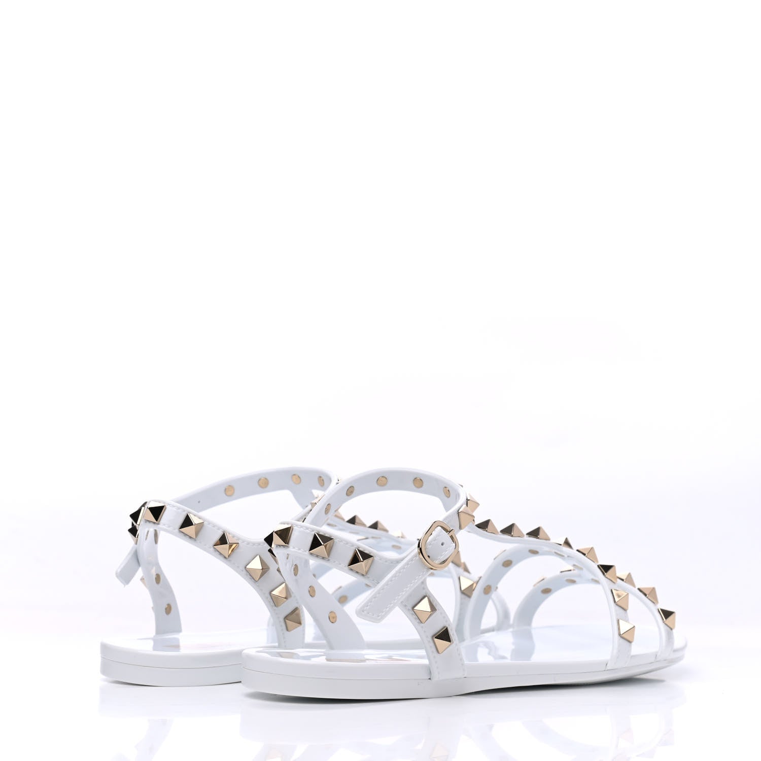 Valentino Garavani PVC Jelly Rockstud Caged Sandals 38 Optic White 4 of 12