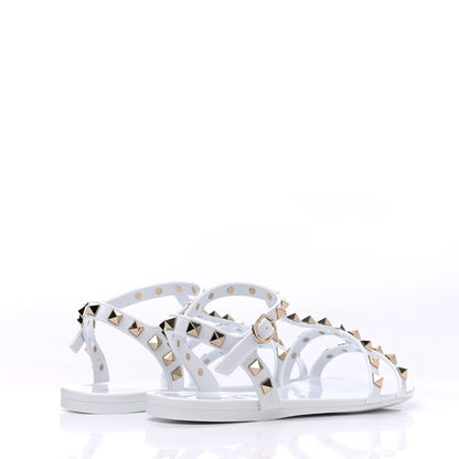 Valentino Garavani PVC Jelly Rockstud Caged Sandals 38 Optic White 4 of 12