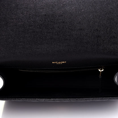 Saint Laurent Grain De Poudre Textured Mixed Matelasse Large Triquilt Monogram Satchel Black 5 of 13