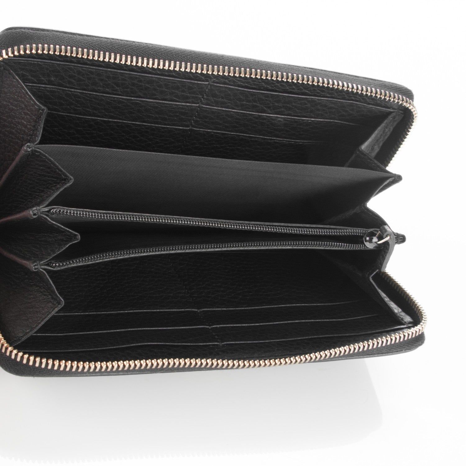 Gucci Pebbled Calfskin Bamboo Tassel Zip Around Wallet Black 4 of 6