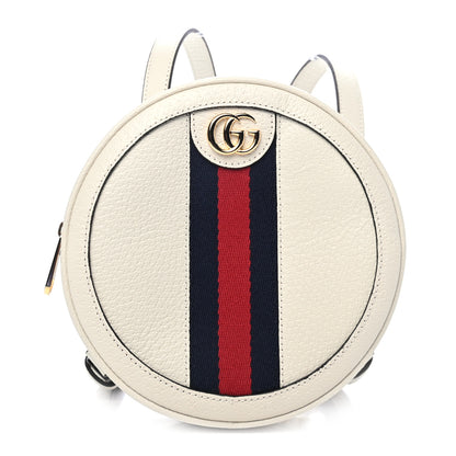 Gucci Textured Calfskin Web Mini Ophidia Round Backpack Mystic White 1 of 4
