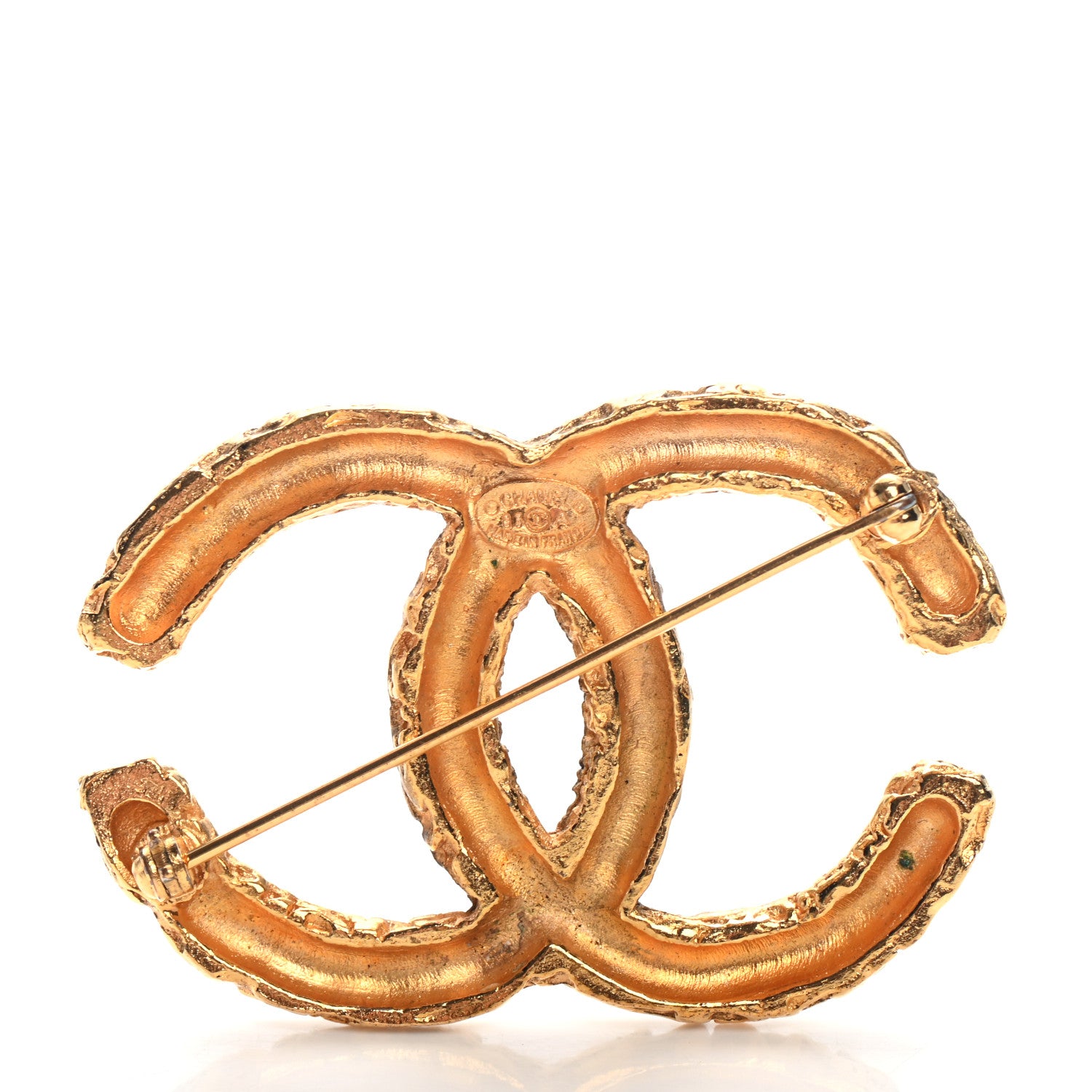 Chanel Textured CC Brooch Gold 3 of 4