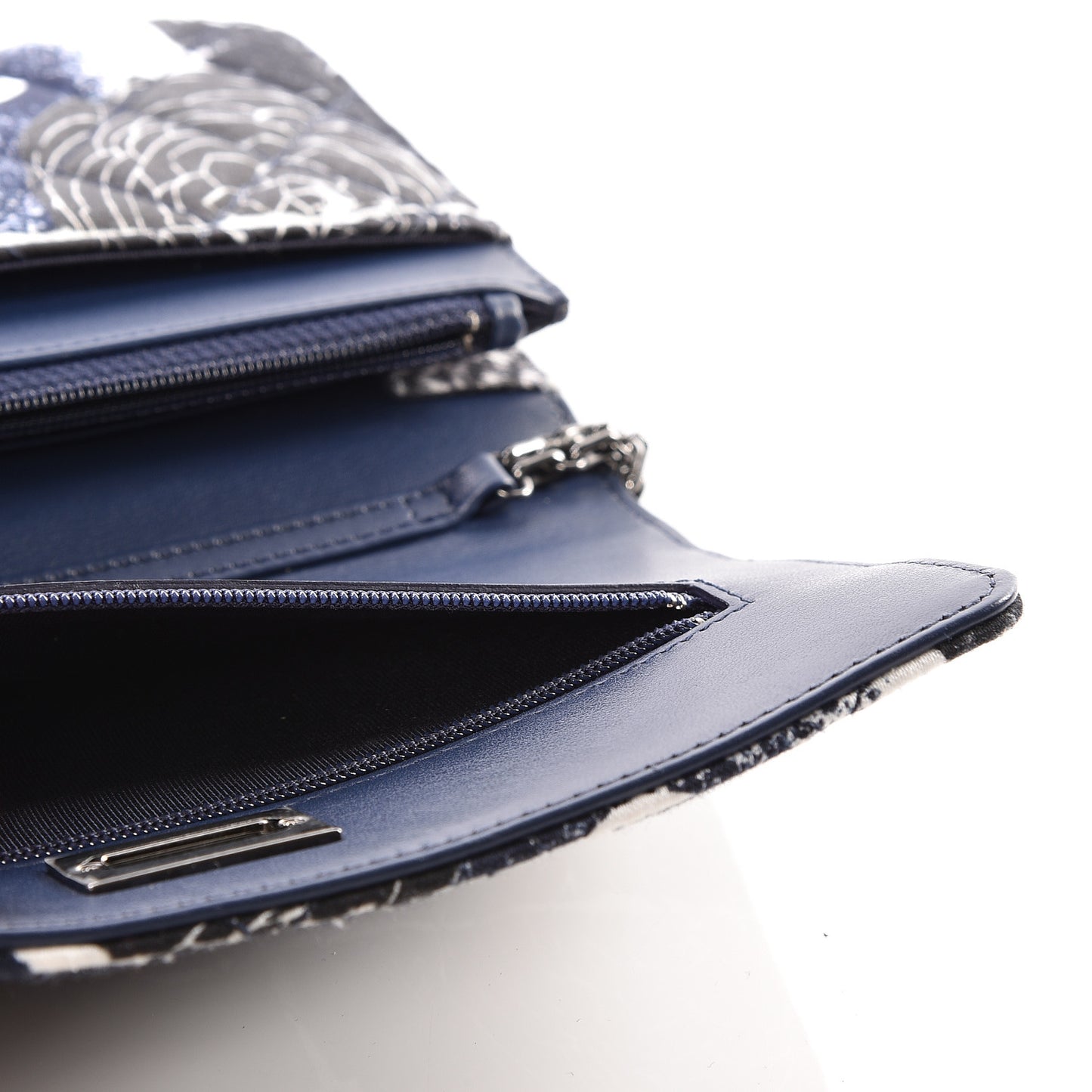 Canvas Printed Quilted 2.55 Reissue Wallet On Chain WOC White Black Navy Blue