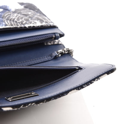 Chanel Canvas Printed Quilted 2.55 Reissue Wallet On Chain WOC White Black Navy Blue 6 of 14
