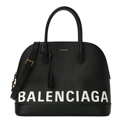 Balenciaga Signature Grained Calfskin Logo M Ville Top Handle Bag Black 1 of 22