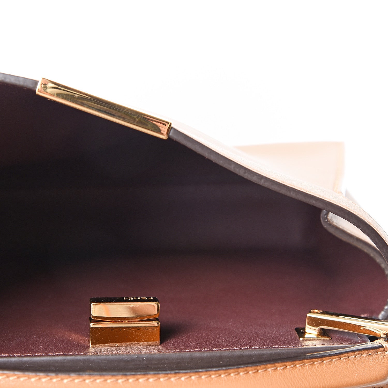 Fendi Vitello Tahiti Burro Bi-Color Medium Peekaboo Iconic Essentially Satchel Nocciola Asfalto Cast 4 of 9