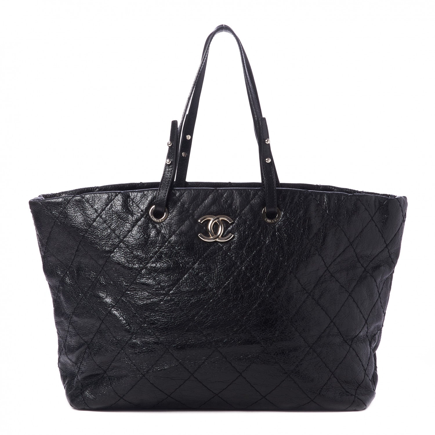 Chanel Glazed Calfskin Large On The Road Tote Black 1 of 10