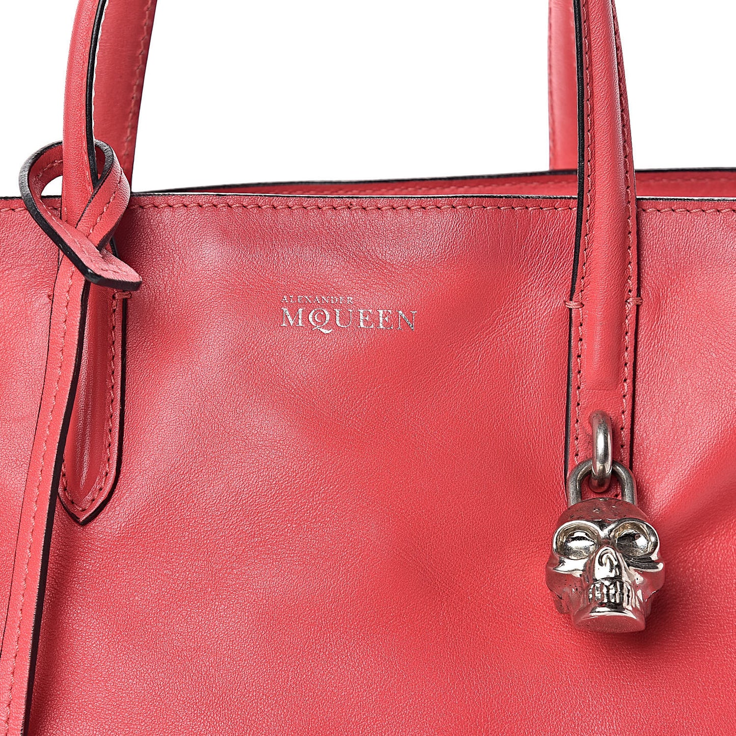 Calfskin Small Skull Padlock Zip Around Tote Pink