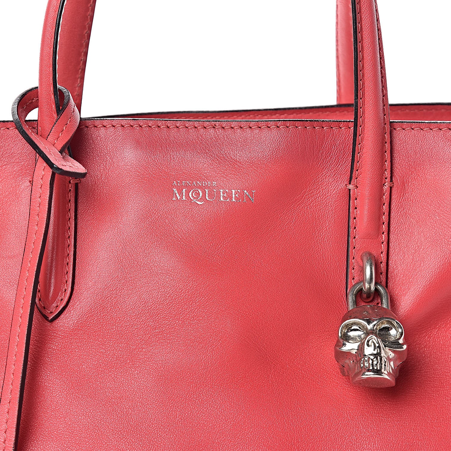 Alexander McQueen Calfskin Small Skull Padlock Zip Around Tote Pink 9 of 28