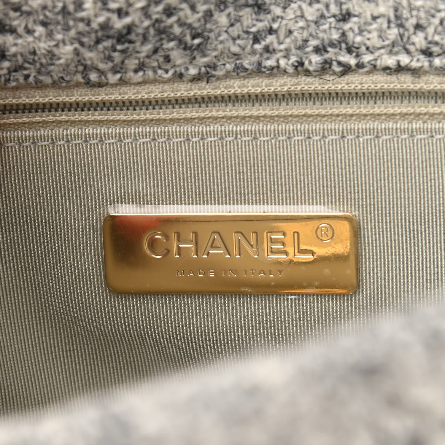 Chanel Tweed Quilted Medium Chanel 19 Flap Grey Ecru 6 of 10