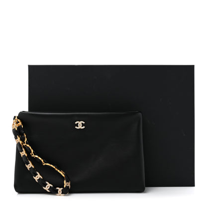 Chanel Lambskin Crystal Medium CC Pouch With Handle Black 8 of 8