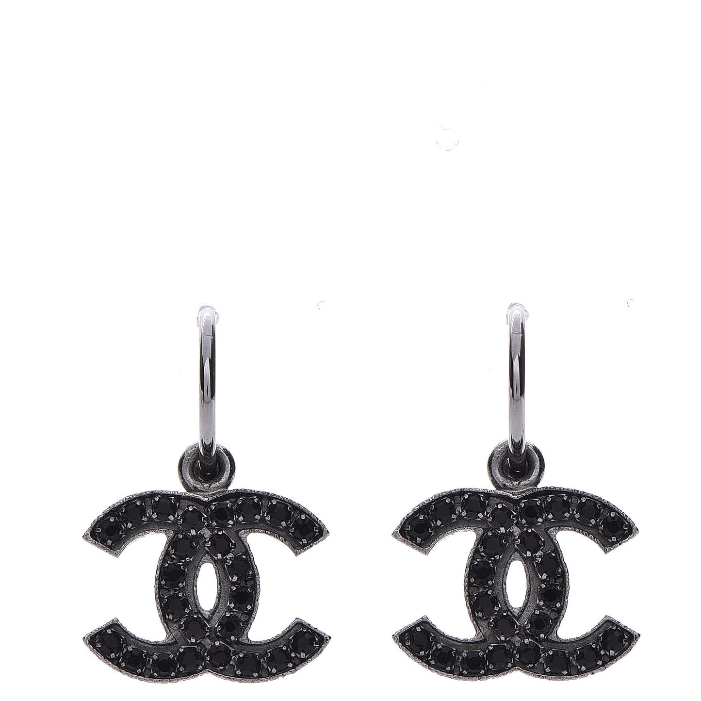 Crystal CC Dangle Earrings Black