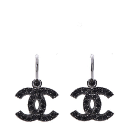 Chanel Crystal CC Dangle Earrings Black 1 of 4