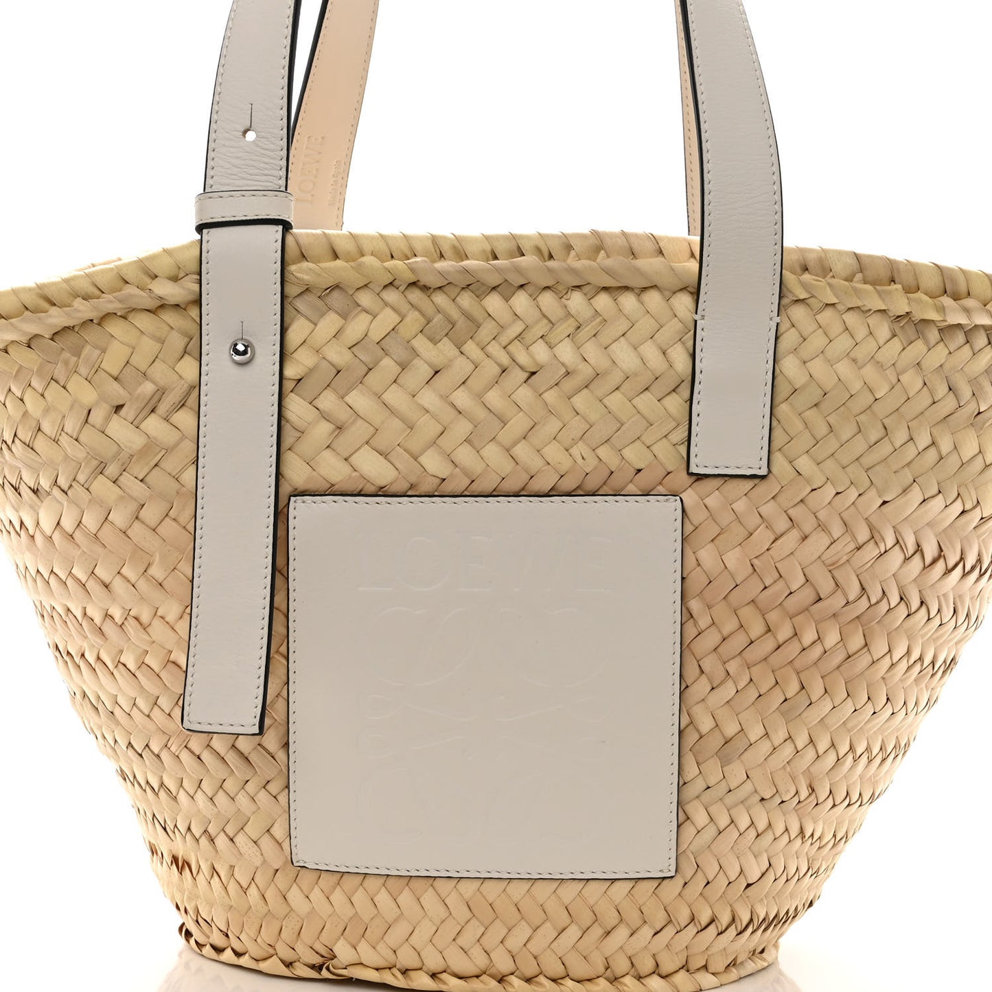Raffia Small Basket Tote Bag Natural White