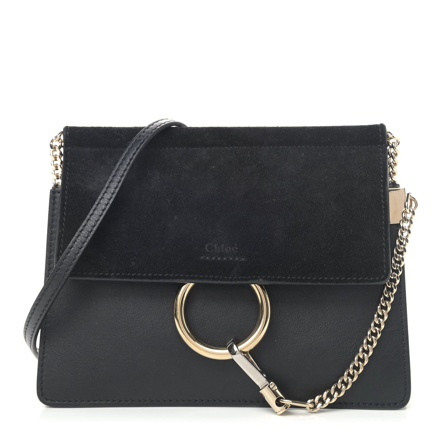 Chloe Calfskin Suede Mini Chain Faye Shoulder Bag Black 1 of 9