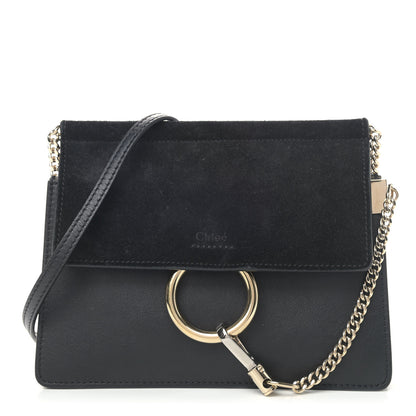 Chloe Calfskin Suede Mini Chain Faye Shoulder Bag Black 1 of 9