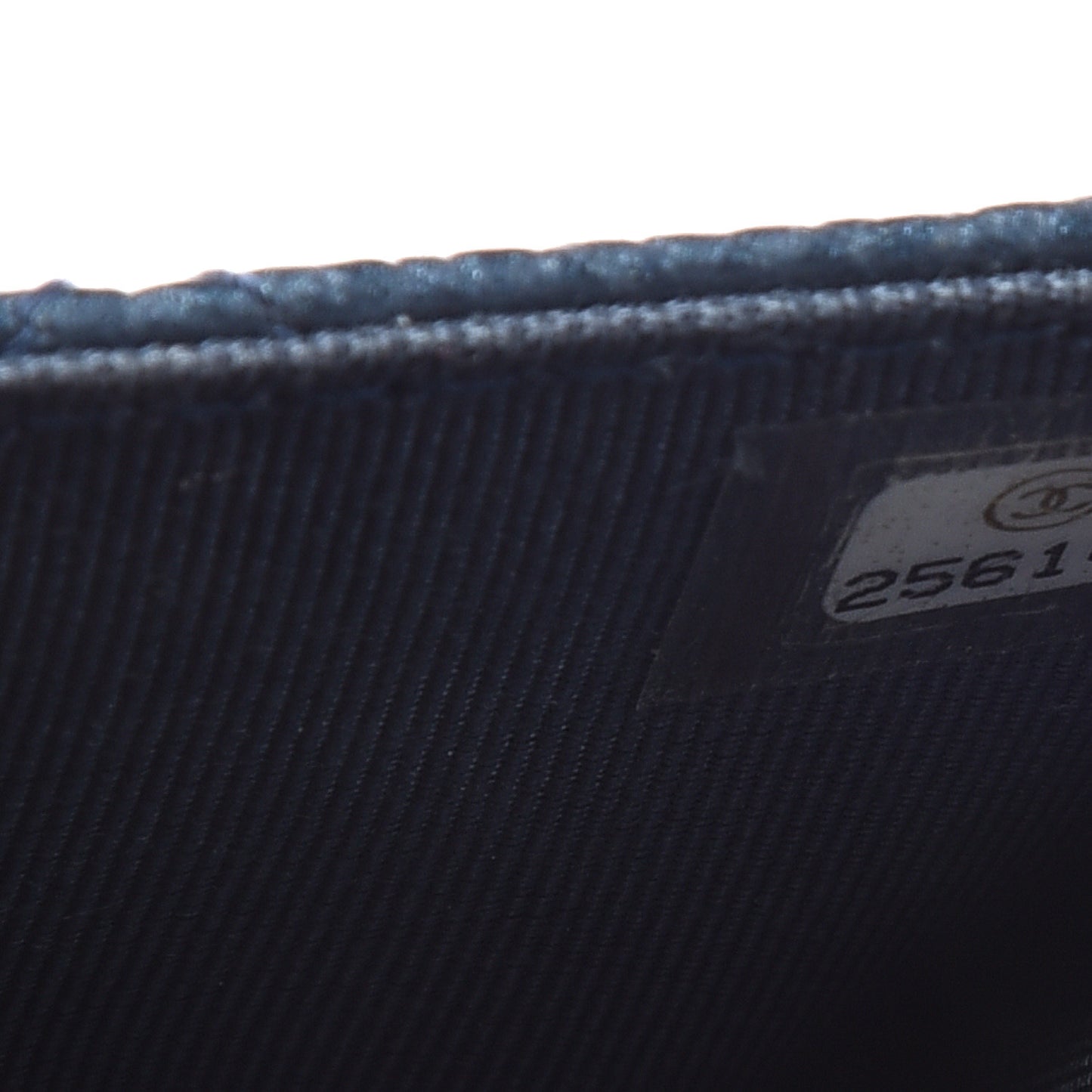 Iridescent Caviar Quilted Flap Card Holder Dark Blue