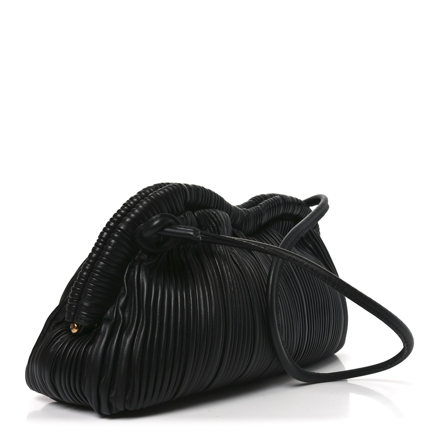 Lambskin Pleated Cloud Oversized Clutch Black