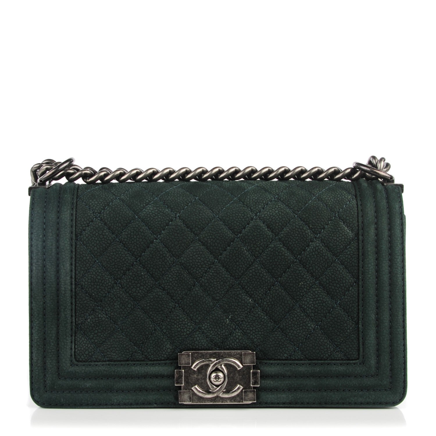 Chanel Iridescent Caviar Quilted Medium Boy Flap Dark Green 1 of 9