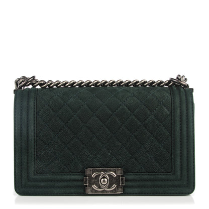 Chanel Iridescent Caviar Quilted Medium Boy Flap Dark Green 1 of 9
